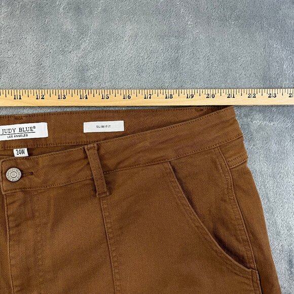 Judy Blue Carpenter Jeans Women's 24W Slim Fit Brown Stretch Utility Workwear - Picture 8 of 16